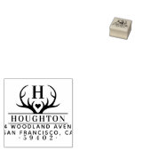 Rustikale Antler Familienname Monogram-Rücksendead Gummistempel (Stempel)