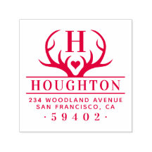 Rustikale Antler Familienname Monogram-Rücksendead