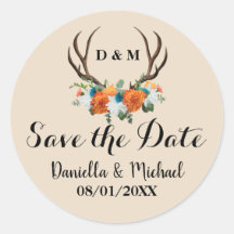 Rustikale Antler Floral Wedding Save the Date
