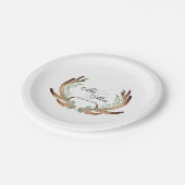 Rustikale Antler & Grüne | Wasserfarbe Mr. & Mrs. Pappteller (Schrägansicht)