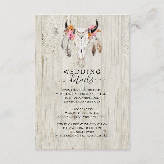 Rustikale Antler Light Wood Details Umschließkarte Begleitkarte (Vorderseite)