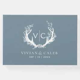 Rustikale Antler mit Blumenreath | Hochzeit Gästebuch