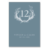 Rustikale Antler mit Blumenreath | Hochzeit Tischnummer (Vorderseite)