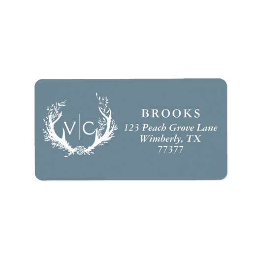 Rustikale Antler mit Blumenreath | RÜCKSENDEADRESS Adressaufkleber (Vorne)