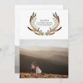 Rustikale Antler Moderne frohe Weihnachtskarte Feiertagskarte (Vorne/Hinten)