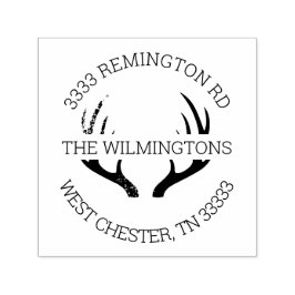 Rustikale Antler Runde Rücksendeadresse Permastempel