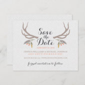 Rustikale Antler Save the Date (Vorne/Hinten)