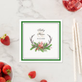 Rustikale Antler und Kardinal mit dunkelgrüner Gre Serviette (Beispiel)