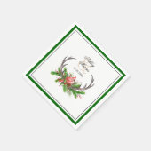 Rustikale Antler und Kardinal mit dunkelgrüner Gre Serviette (Ecke)