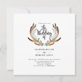 Rustikale Antler & Vine | Einladung zur Wasserfarb (Vorderseite)