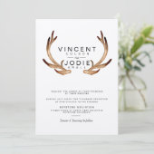 Rustikale Antler Wasserfarbenhochzeit lädt ein Einladung (Stehend Vorderseite)