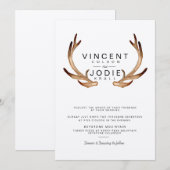 Rustikale Antler Wasserfarbenhochzeit lädt ein Einladung (Vorne/Hinten)