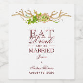 Rustikale Antler & Wildblumen Hochzeit Weinetikett (Einzelnes Label)