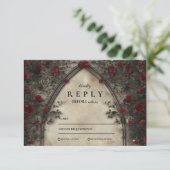 Rustikale Antler Woodland Floral Wedding RSVP Karte (Stehend Vorderseite)