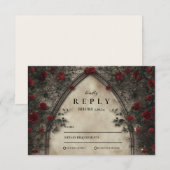 Rustikale Antler Woodland Floral Wedding RSVP Karte (Vorne/Hinten)