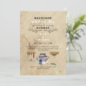 Rustikale Antlerdusche zum Grillen und Fixieren Einladung (Stehend Vorderseite)