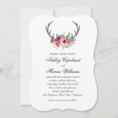Rustikale Antlers Boho Floral Allure Wedding Einladung (Vorderseite)
