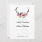 Rustikale Antlers Boho Floral Allure Wedding Einladung (Vorderseite)
