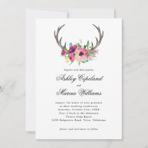 Rustikale Antlers Boho Floral Allure Wedding Einladung