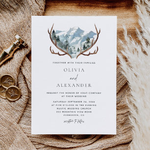 Rustikale Antlers Boho Mountain Wedding Einladung