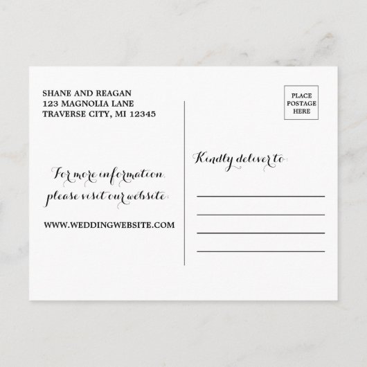 Rustikale Antlers Floral Burgundy Wood Save the Da Ankündigungspostkarte (Rückseite)