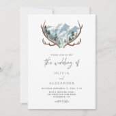 Rustikale Antlers Mountain Hochzeit QR Code Einladung (Vorderseite)
