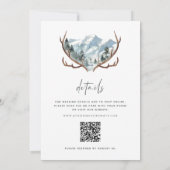 Rustikale Antlers Mountain Hochzeit QR Code Einladung (Rückseite)