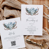 Rustikale Antlers Mountain Hochzeit QR Code Einladung