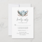 Rustikale Antlers Mountain Hochzeit RSVP Karte (Vorderseite)
