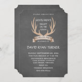 Rustikale Antlers Ribbon Chalk Bachelor Party Einl Einladung (Vorne/Hinten)