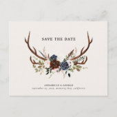 Rustikale Antlers Skript marokkanisch bordeauxrote Ankündigungspostkarte (Vorderseite)