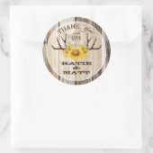 Rustikale Antlers Sonnenblumen Country Wedding Runder Aufkleber (Tasche)