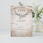 Rustikale Antlers White Birch Vintage Hochzeit UAW Einladung (Stehend Vorderseite)