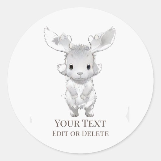 *~* Rustikale AP49 Niedlich Cartoon Baby MooseStic Runder Aufkleber (Vorderseite)