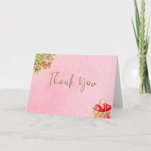 Rustikale Apfel-Dankeskarten – roter Apfel Aquarel Dankeskarte (Vorderseite)