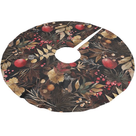 Rustikale Apfelblütenlandschaft Polyester Weihnachtsbaumdecke (Schrägansicht)