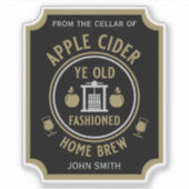 Rustikale Apfelwein Personalisierte Getränke Aufkleber (Vorderseite)
