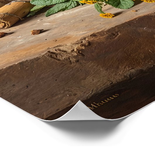 Rustikale Apotheke Stillleben mit Kräuter und Blum Poster (Ecke)