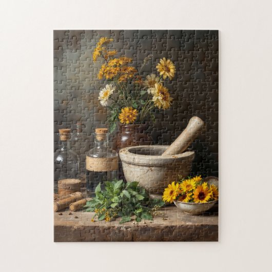 Rustikale Apotheke Stillleben mit Kräuter und Blum Puzzle (Vertikal)