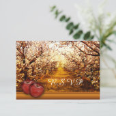 Rustikale Apple Orchard Hochzeit RSVP Einladung (Stehend Vorderseite)