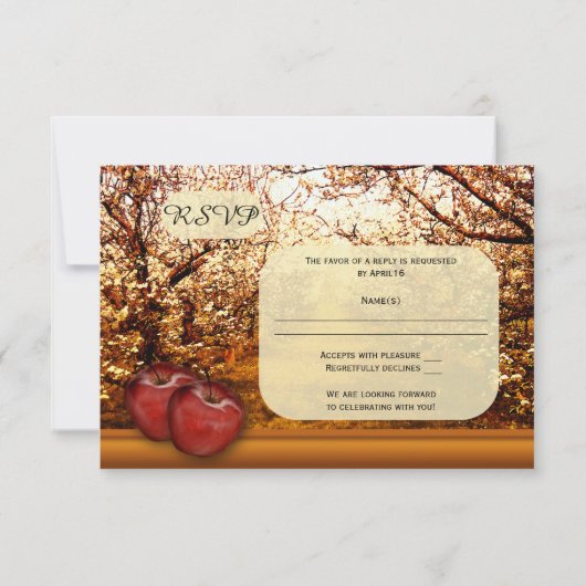 Rustikale Apple Orchard Hochzeit RSVP Einladung (Rückseite)