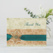 rustikale Aqua Winter Hochzeit Danke Einladung (Stehend Vorderseite)