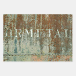 Rustikale Aquamarin-braune Vintage Texturentyppogr Geschenkpapier Set