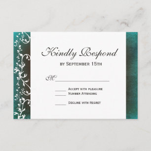 Rustikale Aquamarin-braune Wirbel Hochzeiten von R RSVP Karte