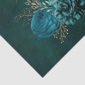 Rustikale Aquamarin-Gold-Grafik, floral Seidenpapier (Ausschnitt)