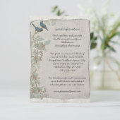 Rustikale Aquamarine Birds Damask Hochzeitsausweis Begleitkarte (Stehend Vorderseite)