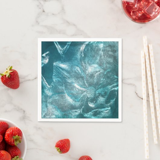 Rustikale Aquamarine Blumenmuster Glitzer Sparkass Serviette (Beispiel)