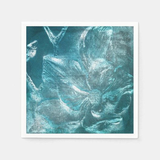 Rustikale Aquamarine Blumenmuster Glitzer Sparkass Serviette (Vorderseite)