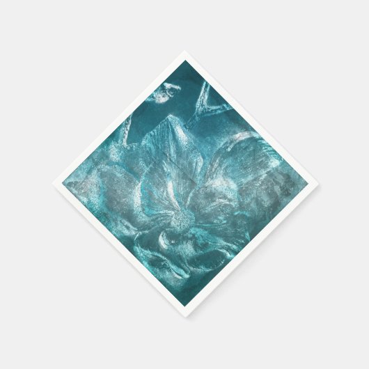 Rustikale Aquamarine Blumenmuster Glitzer Sparkass Serviette (Ecke)