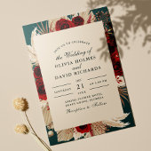 Rustikale Aquamarine Burgunder Rose Hochzeit Einla Einladung